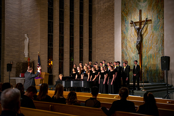 The MSJ Choir sings in the Mater Dei Chapel