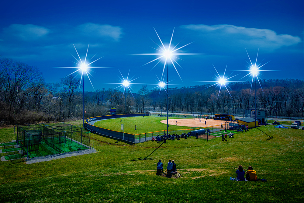 aerial view of softball field