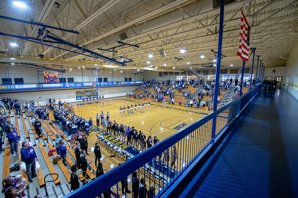 harrington gym with people in stands
