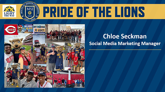 Chloe Seckman at MSJ Night at the Reds with MSJ Students and Staff